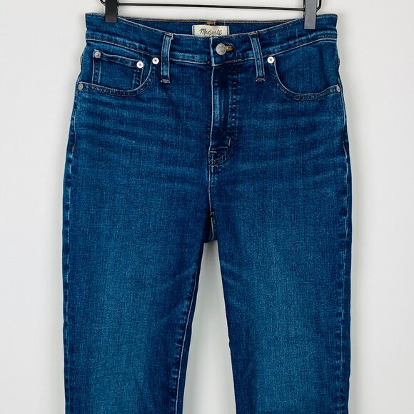 Madewell Mid-Rise Kickout Flare Jeans Crop Dark Medium Wash, Size 27 - Picture 3 of 12